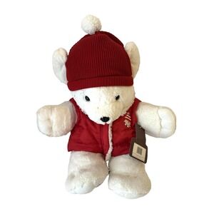 Dan Dee Collectors Choice Christmas Polar Bear Plush Red Vest Hat 2008 Tags